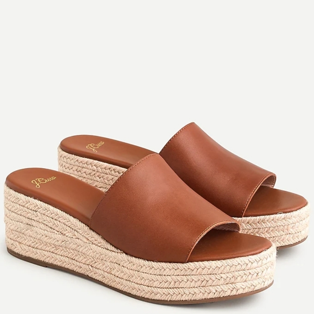 J.Crew Brown Leather Platform Sandals #1